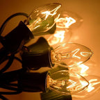C7 Christmas Relacement Bulbs, 25 Pack Clear Light Bulbs for E12 Candelabra Base Outdoor/Indoor String Lights, 5 Watt