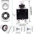 mxuteuk 2Pcs 15Amp Circuit Breakers Push Button Manual Reset 125/250V AC 50V DC, L1 Series Overload Protector Switch Thermal Circuit Breakers with Waterproof Button Caps L1-ls-15A