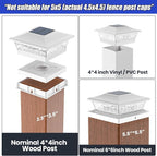 APONUO Deck Post Lights Solar Powered 12 Pack, Waterproof Outdoor LED Deck Lights for 4x4, 5x5, 6x6 Fence Posts, Warm/Cool White Light, All-Night Lighting, Auto On/Off, Patio Garden Yard Decor