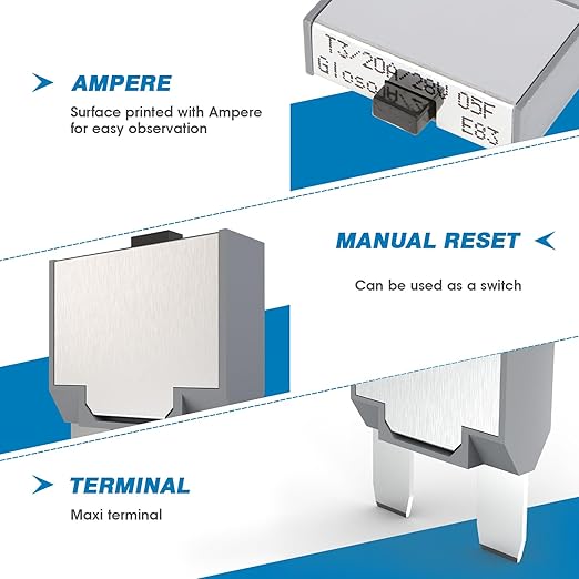 GLOSO Maxi Blade Circuit Breaker 40A AMP, T3 Manual Reset (40A)