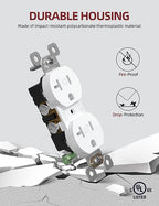 AIDA 20 Amp Outlet Duplex Electrical Receptacle Outlets,Power Outlet,Tamper Resistant,Heavy-Duty Receptacle Wall Outlet,Residential,2Pole,3-Wire, Self-Grounding Clip, NEMA 5-20R,UL Listed 10 Pack
