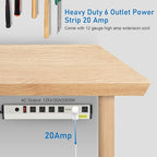 CCCEI Heavy Duty Power Strip Surge Protector 20 Amp, High Amp Industrial Shop Garage Metal Multiple Outlets, 15 FT 12 Gauge 5-15P Extension Cord 6 Outlet 6-20R T-Slot 20a for Appliance.