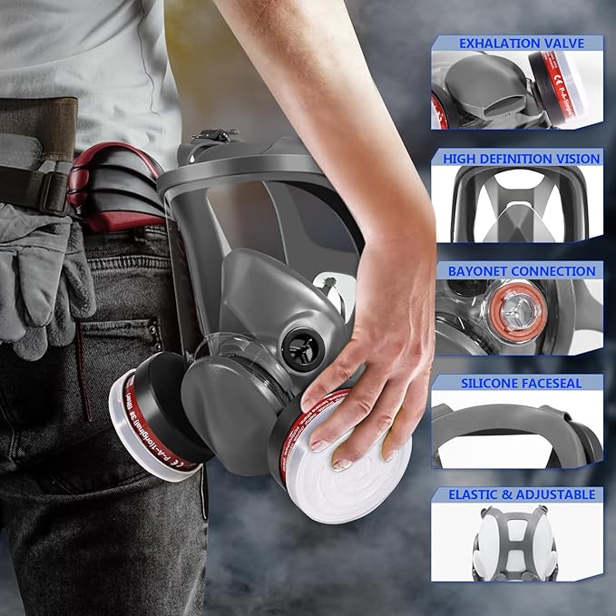 Full Face Gas Mask - Gas Masks Survival Nuclear and Chemical, Reusable Respirator Mask (6800+P-A-1)