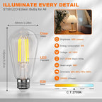 Kawaya E26 LED Edison Bulbs: 6W Equivalent 60 Watt Dimmable LED Light Bulbs - Vintage Warm Lights 2700k 800 Lumens High Brightness Filament Bulbs with 90+ CRI (12)