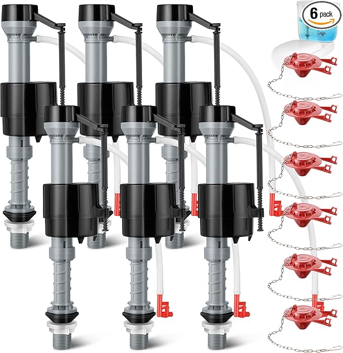Saillong 6 Sets Toilet Float Replacement Kit, Universal Toilet Flusher Replacement Kit and 2 Inch Flapper Replacement, High-Performance Tank Water Control and Fill Valve
