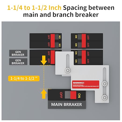 Generator Interlock Kit Compatible with Eaton Cutler Hammer Challenger BR-200 150 and 200 AMP Panel, Interlock Kit 1 1/4 to 1 1/2 Inch Spacing Between Main and Branch Breaker
