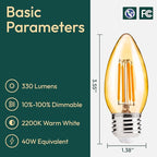 ALAMPEVER LED Chandelier Light Bulbs 40 Watt, B11 Candelabra LED Light Bulb, Dimmable E26 Led Bulbs 2200K Warm White, Amber Glass, 330LM, 6 Pack