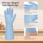 Rubber Kitchen Dishwashing Gloves - 3 Pairs Reusable Household Cleaning Gloves, Flexible and Durable & Non-slip Cleaning Gloves, Great for Kitchen, Bathroom, Laundry (Large, Pink+Green+Grey)