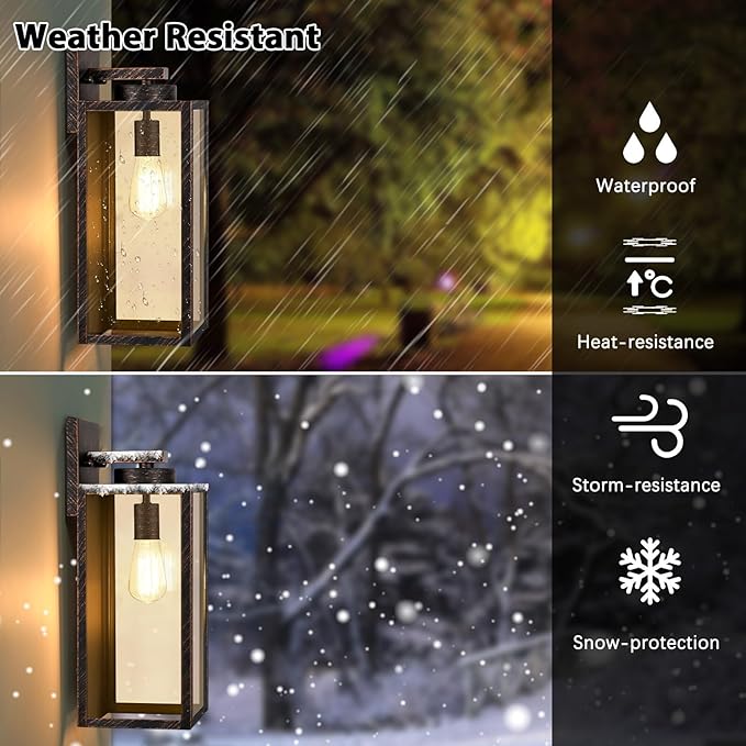 Large Size Outdoor Wall Light Fixtures, Exterior Lighting Fixtures Porch Sconces Wall Mounted, Waterproof Outdoor Wall Lanterns, Outside Lights for House Patio Front Door Entryway, Distressed Brown