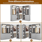 Corner Closet System with 6 Drawers, Closet Organizer System with 14 Shelves & 4 Hanging Rods, 87.2"L * 39.2"W / 63.2"L * 63.2"W Reversible L Shaped Walk-in Closets, Load 2500+LBS, Grey