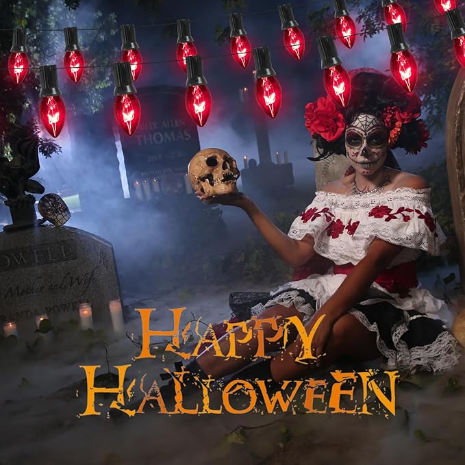 25 Pack C7 Halloween Black Replacement Bulbs, 5W Dark Purple Light Bulbs Perfect for Indoor/Outdoor Halloween, Christmas and Party String Lights C7/E12 Candelabra Base