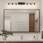 Modern 8 Light 52 inch Vanity Lights for Bathroom with Clear Glass, Black Bathroom Light Fixture for Mirror Kitchen Living Room Hallway Cabinet Porch