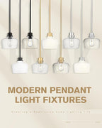 Emak Brushed Nickel Pendant Lights, Modern 8 Inch Clear Glass Pendant Light Fixtures for Kitchen, Bathroom, Bedroom, Dining Room, PL122-BN-CG