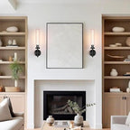 Modern Black Hardwired Wall Sconces, 21'' Knurled Bathroom Wall Sconce, Indoor Wall Sconce,Copper and Glass Vanity Light, for Living,Bedroom, Hallway, Staircases, Include Bulbs