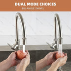 Hibbent Dual-function NSF/ANSI/CAN 61 Certified Faucet Aerator, CUPC Certification Rotate Kitchen Sink Aerator Sprayer Head 360° Swivel Sink Sprayer Attachment-55/64" Female Thread-Brushed Nickel