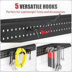 Garage Tool Organizer Wall Mount 48 inches with 10 Adjustable Heavy-Duty Hooks, Garage Organization, Garden Tool Storage Rack, Yard, and Shed, Holds Up to 400 lbs