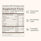 Triple Collagen Liquid Packets On-The-Go - Peptides with Hydrolyzed Marine Collagen, Elastin, Hyaluronic Acid and Vitamin for Healthy Skin - Orange Flavor - 14 Individual Stick Packs