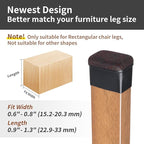 Ezprotekt 16 Pcs Rectangle Black Felt Chair Leg Floor Protectors for Hardwood Floors, Rectangle Silicone Felt Furniture Pads Caps, Table Leg Covers Cups Anti- Scratches (Fit W:0.6-0.8", L:0.9-1.3")