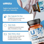 UMZU Floracil50 Prebiotics and Probiotics Supplement for Gut Health | 50 Billion CFU with 8 Strains of Bacteria to Support Digestion, Immunity & Energy (30 Day Supply | 30 Capsules)