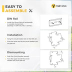 DC Circuit Breaker 16 Amp Solar Panel Disconnect Switch 12V-500V 3 Poles Miniature Solar Circuit Breaker for Outdoor PV Homes Battery, AC 110V DIN Rail MCB