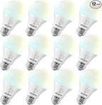LUXRITE A19 LED Light Bulb 60 Watt Equivalent, CRI90, 5CCT 2700K 3000K 3500K 4000K 5000K, Dimmable, 800LM, Standard LED Light Bulbs 9W, E26 Base, ETL - Perfect for Lamps and Home Lighting (12 Pack)
