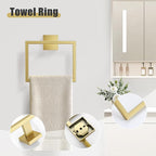 YACVCL 5-Pieces Brushed Gold Bathroom Hardware Accessories Set Stainless Steel Bathroom Towel Bar Set Towel Holder Set for Bathroom,Upgraded Toilet Paper Holder with Shelf,Wall Mounted 23.6"