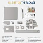 Shower Faucet Set Bathroom Square Rain Shower Head and Handle Set, Wall Mounted Shower Fixtures, Full Metal Trim Repair Kit 10 inch Brushed Nickel (With Shower Valve)