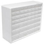 Akro-Mils 44-Drawer Plastic Drawer Storage Cabinet for Garage Organization, Bead Organizer, Building Bricks Storage, Teacher Toolbox, Makeup Organizer, 20" W x 6" D x 16" H, 10144 White