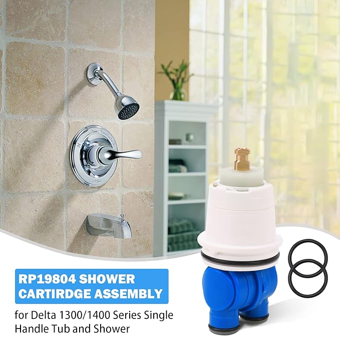 RP19804 Delta Shower Cartridge Replacement for Delta 1300/1400 Series Single Handle Bathtub Shower Faucet Replacement Parts Delta Monitor Shower Tub Cartridge with RP22734 Bonnet Nut (1993-2007)