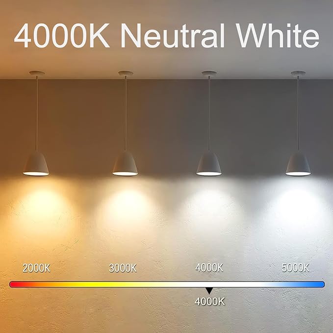3.2 Inch 4000K Neutral White E26 LED Bulb 60 Watt Equal, AC 120V 600LM Edison Bulbs Dimmable, 6W T10 Tubular Filament Light Bulbs Clear Glass for Fan Pendant Wall Light, UL Listed-4 Pack