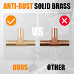 136Pcs Brass Hose Barb Fittings Assortment Kit Barb Splice/Female Adapter/Coupler/Tee/Male Elbow NPT Thread 1/8" 3/16" 1/4" 5/16" 3/8" 1/2" Air Hose Fittings with Pipe Clamps for Water/Air/Fuel