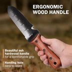 Hori Hori Garden Knife, Garden Tools with Sheath for Weeding,Planting,Digging, 7" Stainless Steel Blade with Cutting Edge, Full-Tang Rosewood Handle with Hanging Hole