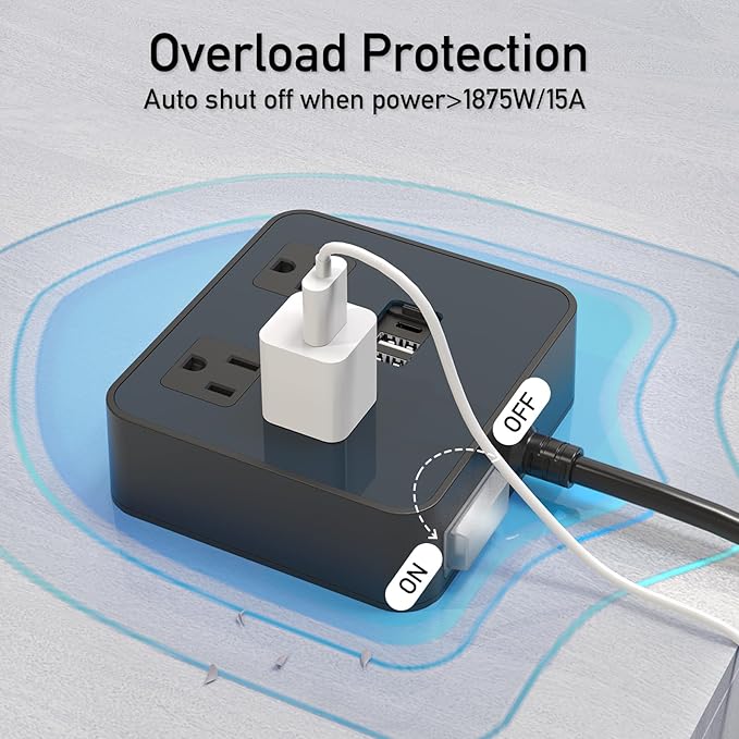 Outdoor Power Strip Weatherproof, KPQ IPX6 Waterproof Surge Protector Power Strip with 3 Outlets, 2 USB A & 1 USB C, 6Ft Heavy Duty Extension Cord for Indoor Outdoor