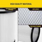 Stanley 08-2566B High Efficiency Shop Vac Filters, Replacement Hepa Cartridge Filter Fit for Most 5-18 Gallon Wet Dry Vacuum Cleaners, Shop Vacuum Wet and Dry Accessories