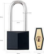 4-Pack Keyed Alike Locks, Black Covered Brass Keyed Padlock with Stainless Steel Long Shackle, 1-9/16 Inch Lock Body, Rustproof Locks for Gate Fence Hasp Cabinet Toolbox Gym or School Locker