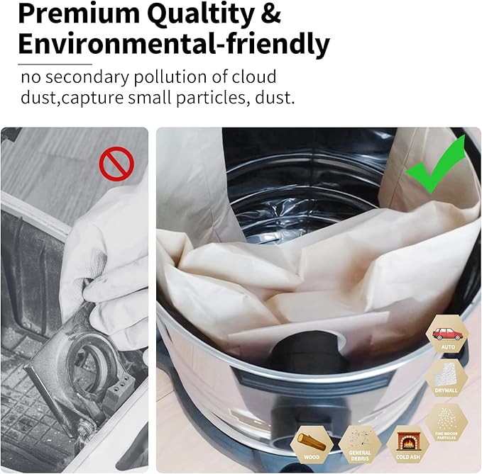 10 Pack Shop Vac 5-8 Gallon Filter Bags, ALYYDBG Type E 90661 9066100 9066133, Type H 90671 9067100 9067133 Disposable Dust bags