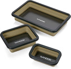 Collapsible Magnetic Parts Tray Set - 3 Different Size Tool Trays for Screw, Bolts, Nuts, Washers, Pins and Other Small Metal Parts, Mechanic Tool Gifts for Men - Khaki