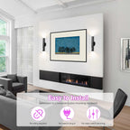 Battery Operated Wall Sconce Set of Two, Rechargeable Wall Lights with Motion Sensor, Remote Control, Dimmable Metal Magnetic Wall Lamp for Decor, Bedroom, Night Light (Black, 2 Pcs)