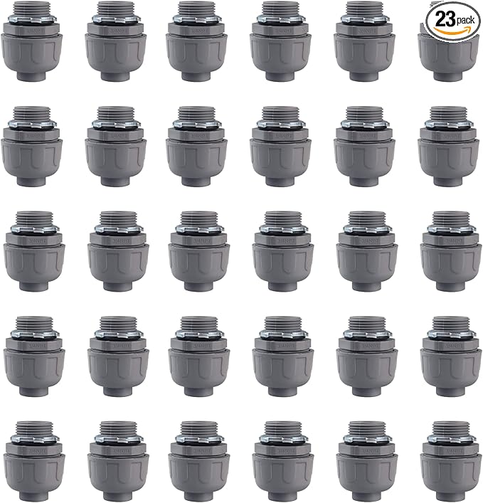 1 Inch Liquid Tight Connector PVC Electrical Conduit Fittings Straight 180 Degree Flexible Conduit Connector for Home Kitchen Bathroom Tube Tool Supplies,UL Listed (20 Pcs Straight)