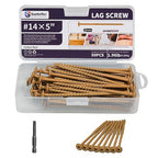 Lag Screws 5 Inch, 50PCS Heavy Duty Construction Screw, Structural Wood Screw #14 x 5, Rust Resistant, Washer Head, Yellow Coated Exterior Wood/Lag Screws, Star Drive with Bit