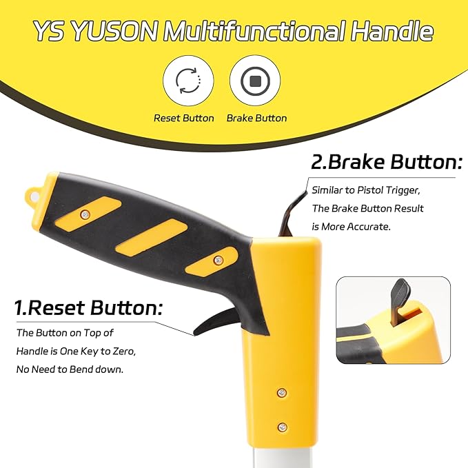 Measuring Wheel With Handle Reset & Brake, Rolling Measuring Wheel in Feet for Construction, Survey, Collapsible Measure Wheel with Tape Measure and Canvas Carrying Bag, 12 Inch, Up to 10,000Ft