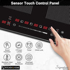 K&H SIGNATURE SERIES 4 Burner 24 Inch Built-in Induction FLEX Electric Stove Top Ceramic Cooktop SLIDER Touch Control 240V 6800W IN24-6004FLX