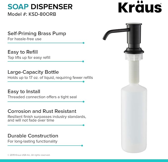 KRAUS Kitchen Soap and Lotion Dispenser in Oil Rubbed Bronze, KSD-80ORB