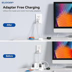 ELEGRP USB Outlets Receptacles, 3-Port USB C Wall Outlet, 30W 6.0A USB Electrical Outlet, 20 Amp Tamper-Resistant Outlet with USB C Ports, UL Listed, Screwless Wall Plate Included, 1 Pack, Matte White