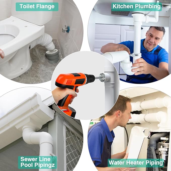 TVIOX PVC Fitting Saver, 5Pcs Pipe Reamer Tool for Removing SCH 40 from Hub, 1-1/2 In, 1/2 Inch, 1 Inch, 2 In, 3 In Head, Bit Socket Saver Set for PVC Plumbing, Fits 1/2" Variable Speed Power Drill