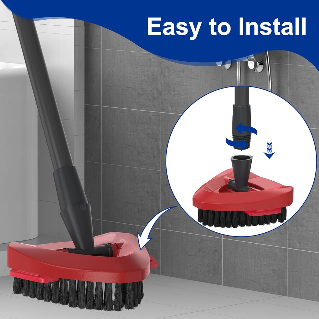 Scrub Brush with Mop Base — Aftermarket Replacement for 2‑Tank Spin Mop Systems, Triangle Scrub Head with Nylon Bristles for Hard Floor Cleaning — 1‑Pack