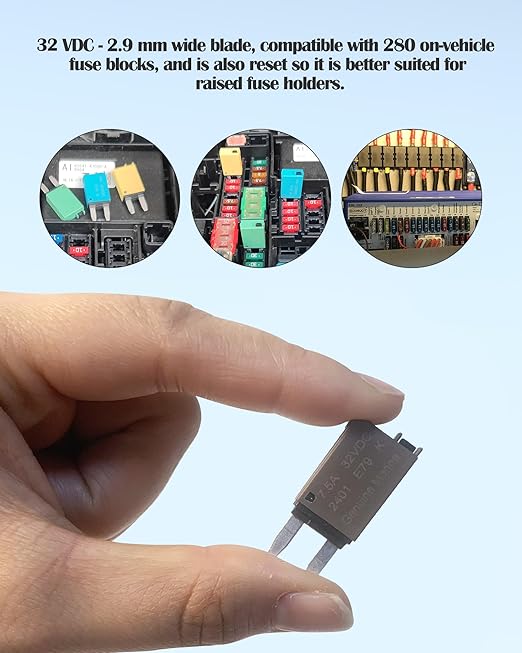 7.5A Low Profile Mini Car Fuse Kit– Automotive 7.5A ATM Manual Reset Circuit Breaker Fuses for Boat, RV, Truck, DC 12V/32V 7.5 Amp Manual Resettable Blade Assortment Kit with Resettable Fuses