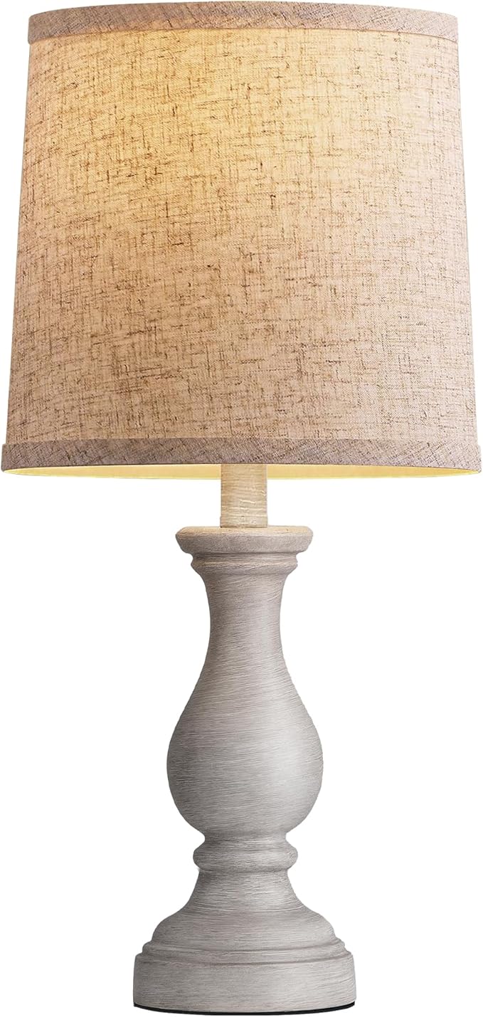 Seealle Farmhouse Table Lamps - 22" Rustic Lamp for Bedroom Living Room, Boho Bedside Lamps for Night Stands End Table Office Desk Lamp Nightstand with Linen Shades(Single)