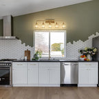 Gold Bathroom Vanity Light 5-Lights Bathroom Light Fixtures Over Mirror with Clear Glass Shade 39.2 inch Wall Sconce Lighting Bath(Exclude E26 Bulb)