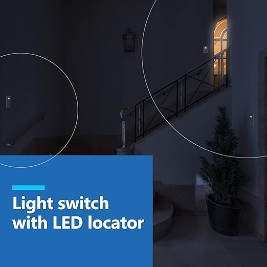 LIDER Minimalist Design Matte Finish Lighted 4-Way Decorator Light Switch, Four Way Frameless Rocker Switch, Residential/Commercial Grade, 15A 120V/277V, UL Listed, LS15-4W-W, White